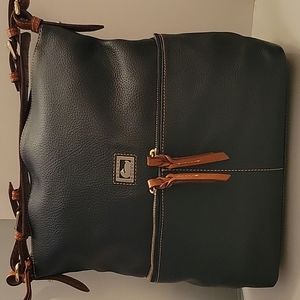 Dooney & Bourke Navy Large Bordeaux Pebble Leather Dillen Zip Satchel